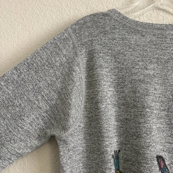 Inoah Sweater Top Womens M Graphic Dapper Dog Split Vneck Hi Lo Dachshund Gray - Picture 10 of 13